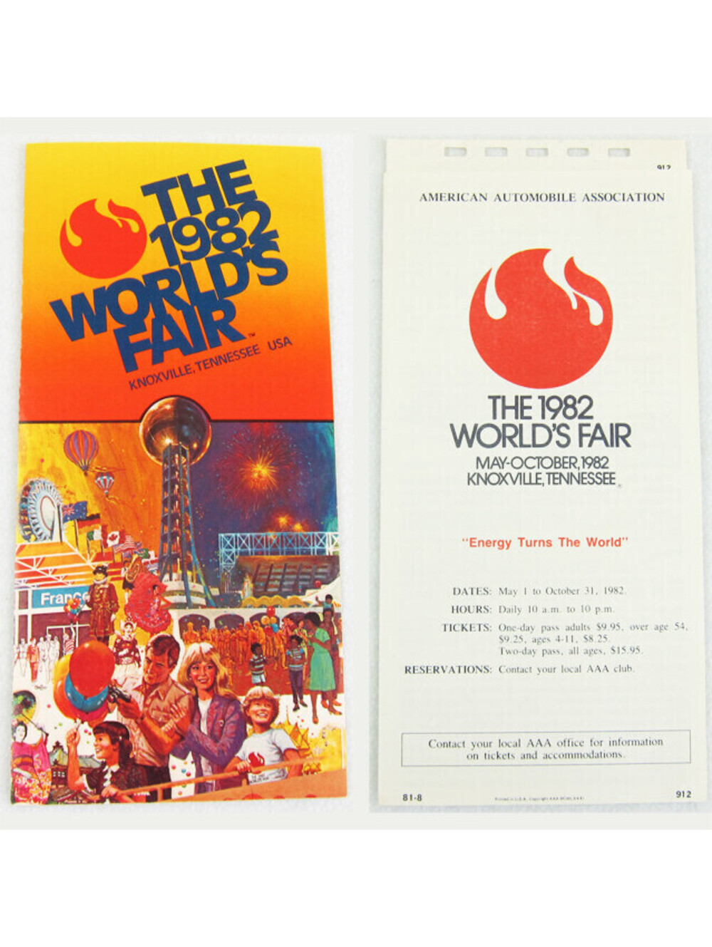 Vintage 1982 Knoxville Tennessee Worlds Fair Brochure & AAA Information Guide